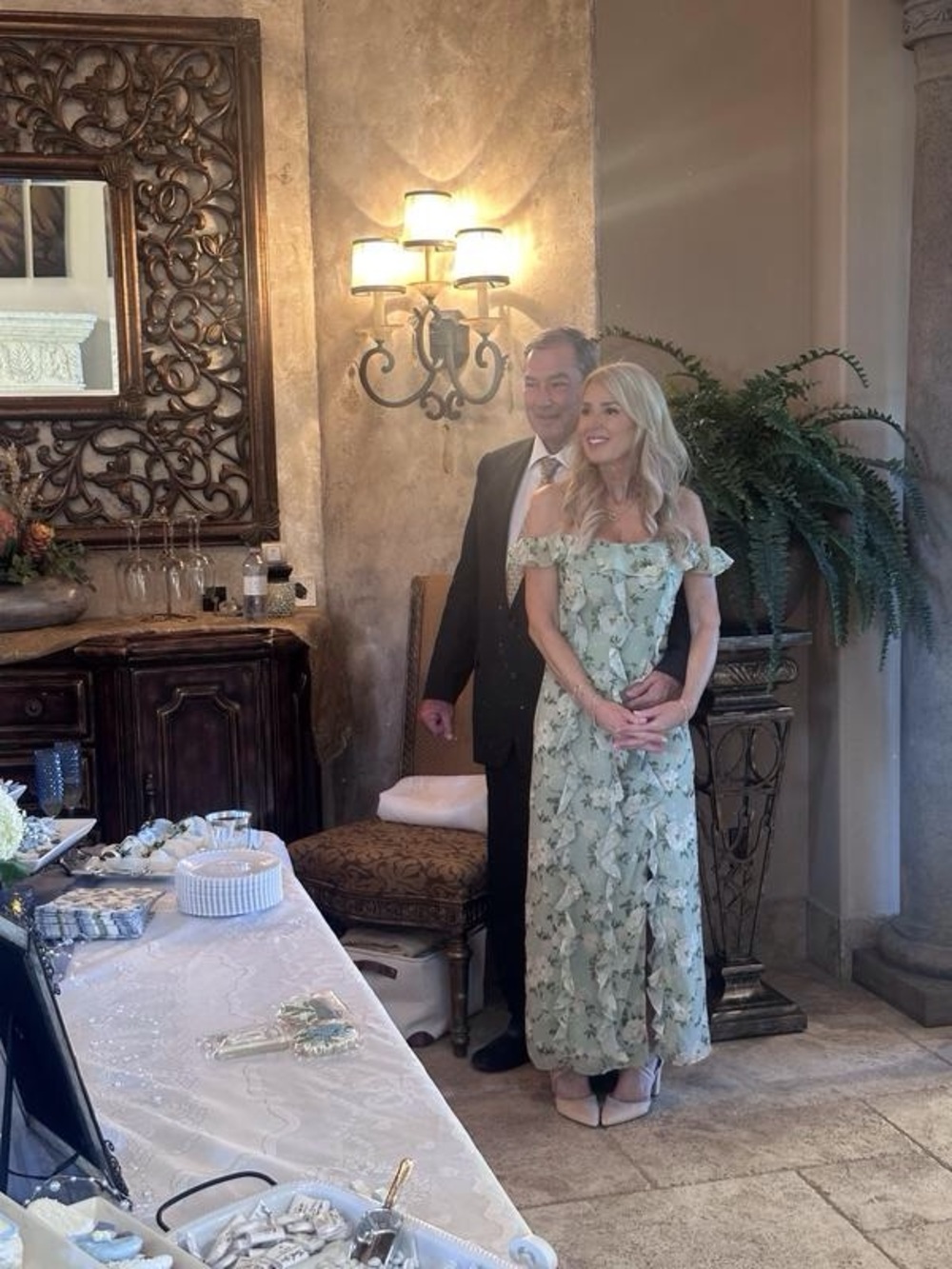 Dreamy Anthropologie BHLDN Off-Shoulder Ruffled Green Chiffon Maxi Dress XXS - Picture 12 of 12